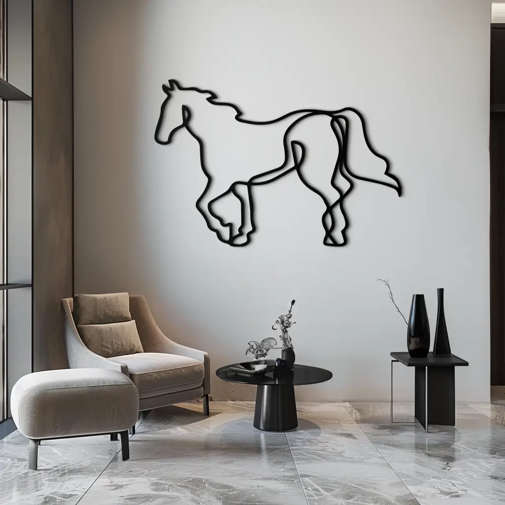 Abstract Horse Metal Wall Art - Minimalist Steel Horse Silhouette - KAF121 by Enova Art