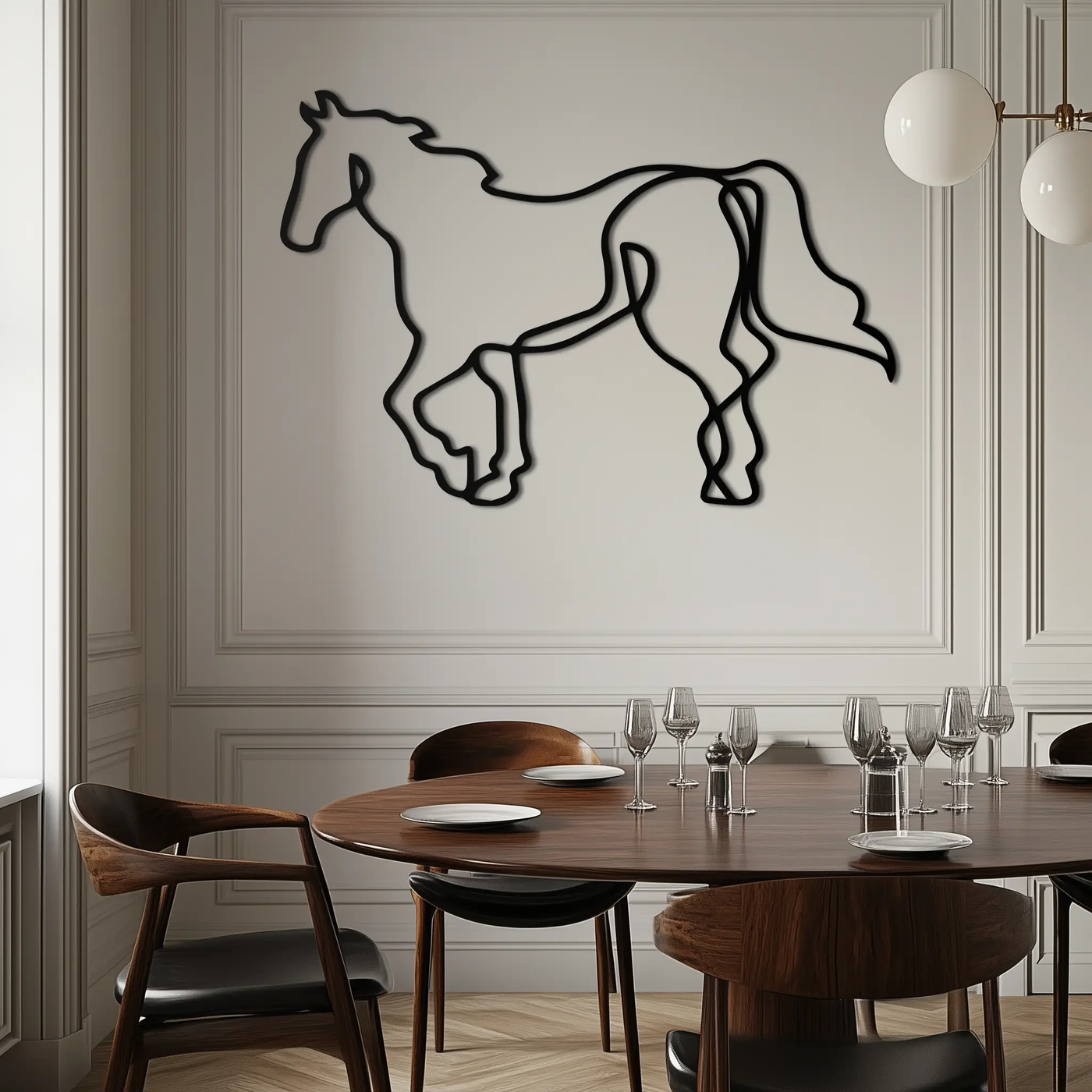 Abstract Horse Metal Wall Art - Minimalist Steel Horse Silhouette - KAF121 by Enova Art