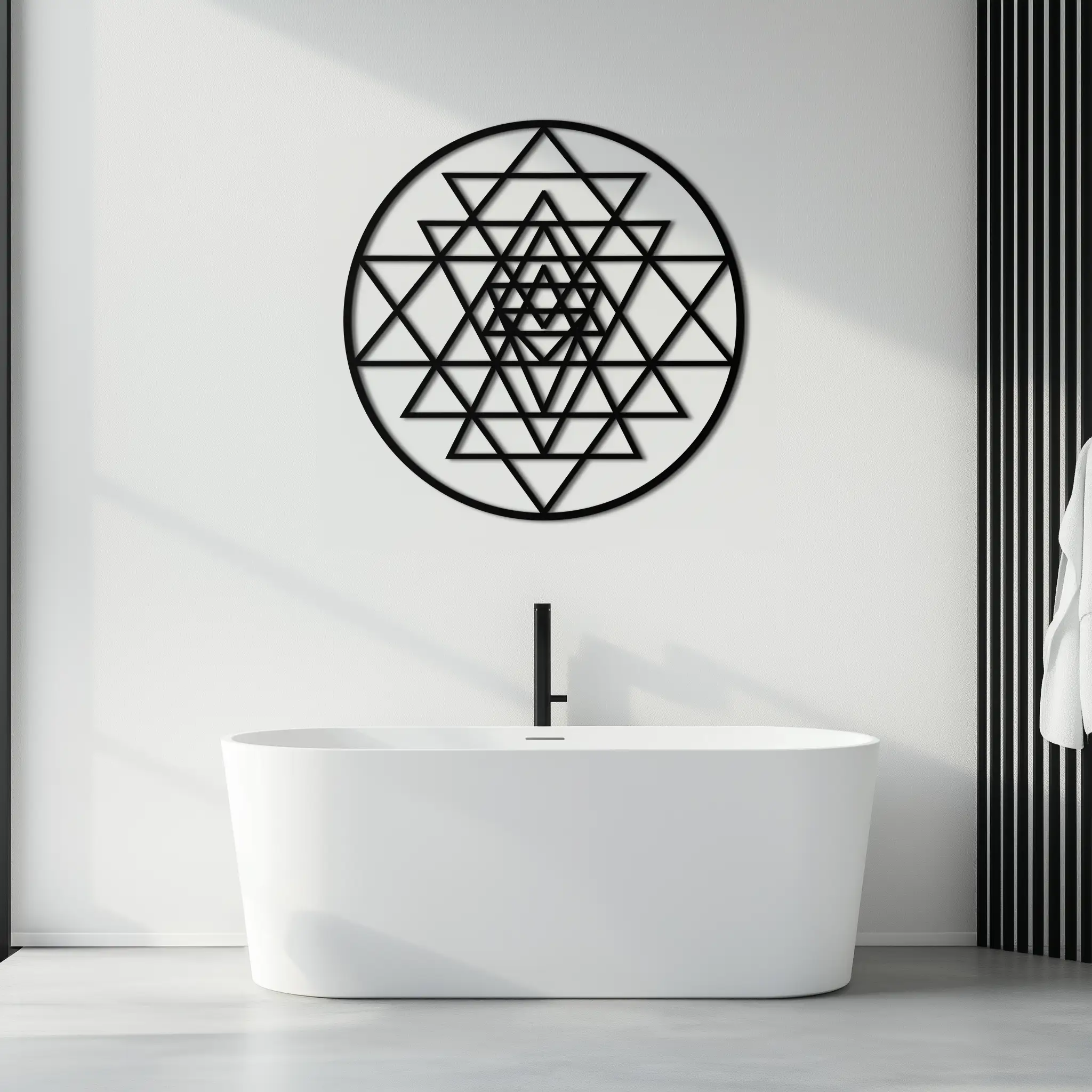 Geometric Sri Yantra Metal Wall Art - Sacred Geometry Steel Decor - KAF122 by Enova Art