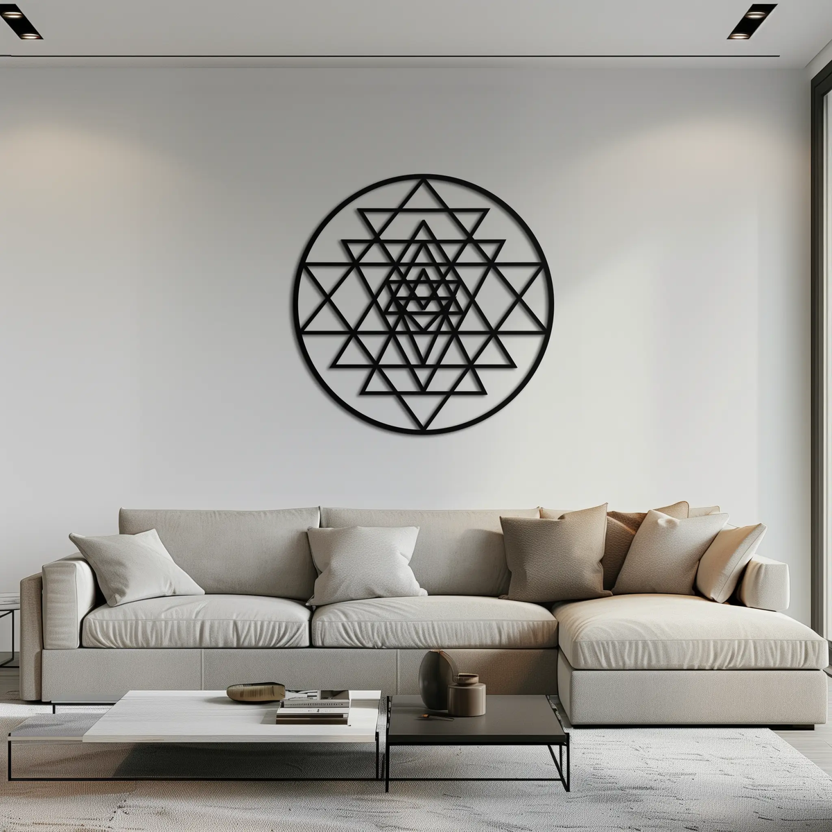 Geometric Sri Yantra Metal Wall Art - Sacred Geometry Steel Decor - KAF122 by Enova Art
