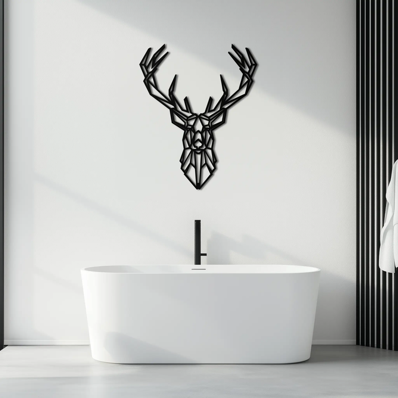 Geometric Deer Head Metal Wall Art - Modern Minimalist Steel Decor - KAF123 by Enova Art