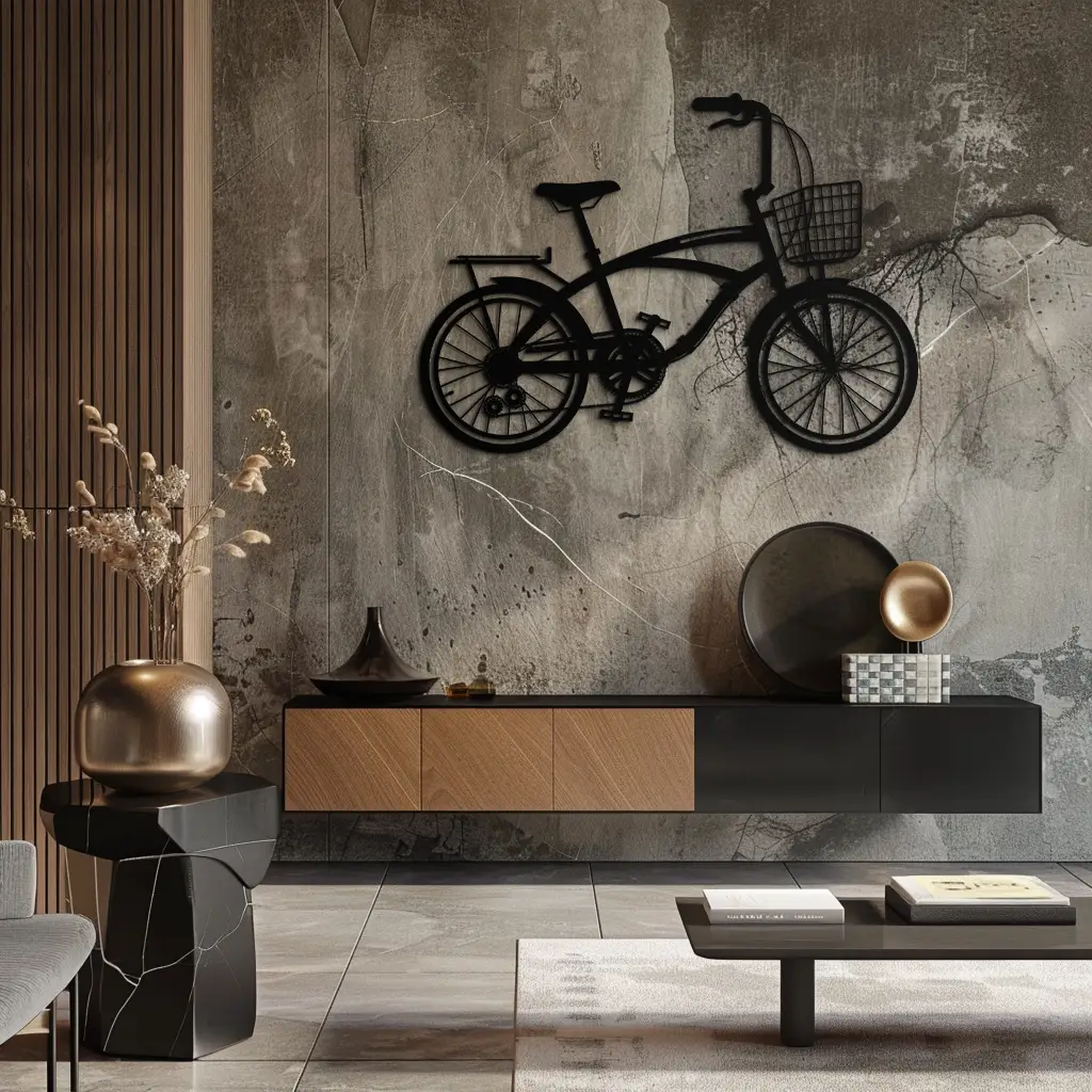 Bicycle Metal Wall Art - Modern Industrial Bike Decor - KAF124 by Enova Art