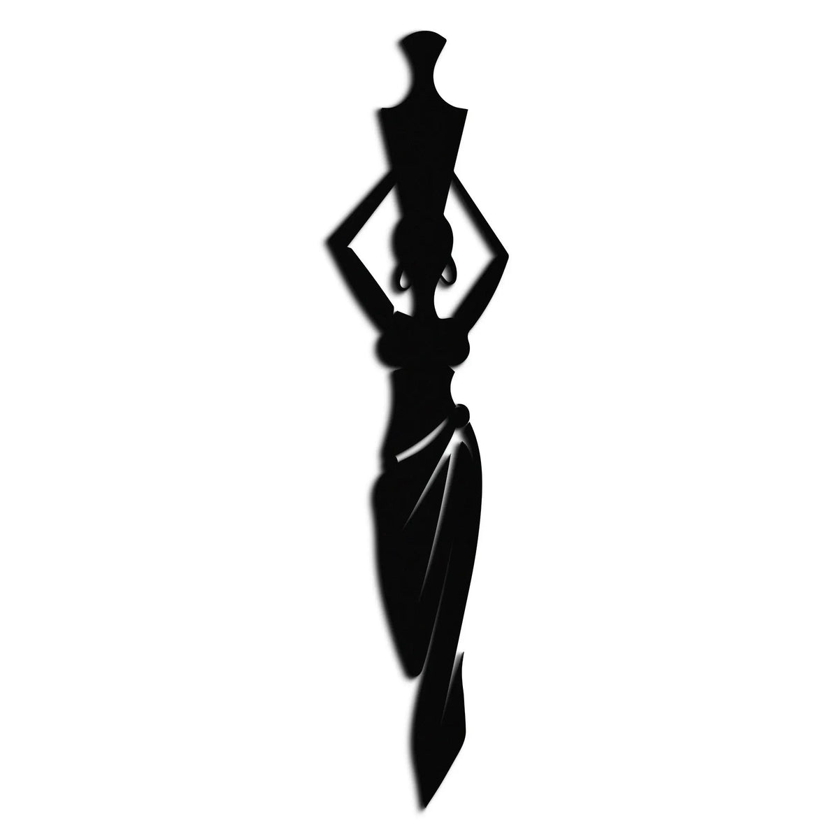 Abstract African Woman Metal Wall Art - Modern Black Steel Wall Decor - KAF125 by Enova Art
