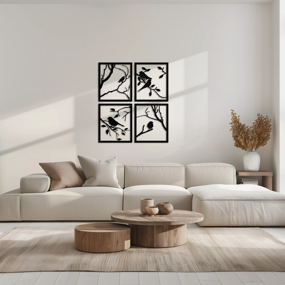Bird Silhouette Metal Wall Art - 4-Piece Modern Steel Wall Decor - KAF128 by Enova Art