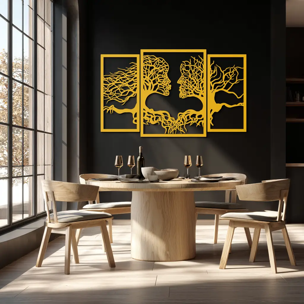 Tree of Life Lovers Metal Wall Art - 3-Piece Modern Steel Wall Decor - KAF129 by Enova Art