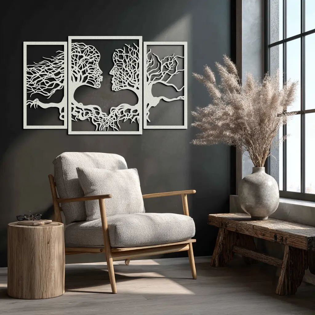 Tree of Life Lovers Metal Wall Art - 3-Piece Modern Steel Wall Decor - KAF129 by Enova Art