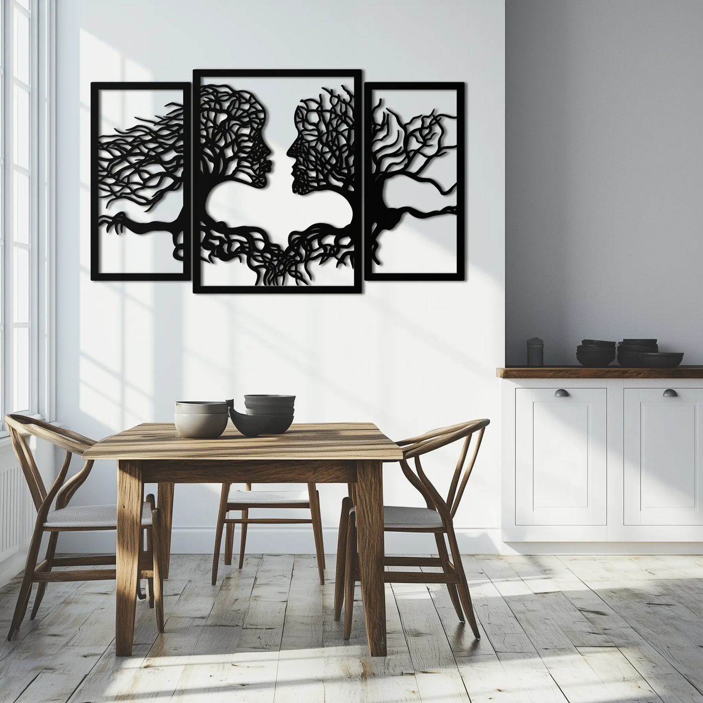 Tree of Life Lovers Metal Wall Art - 3-Piece Modern Steel Wall Decor - KAF129 by Enova Art