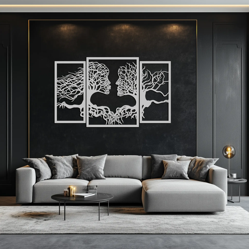 Tree of Life Lovers Metal Wall Art - 3-Piece Modern Steel Wall Decor - KAF129 by Enova Art