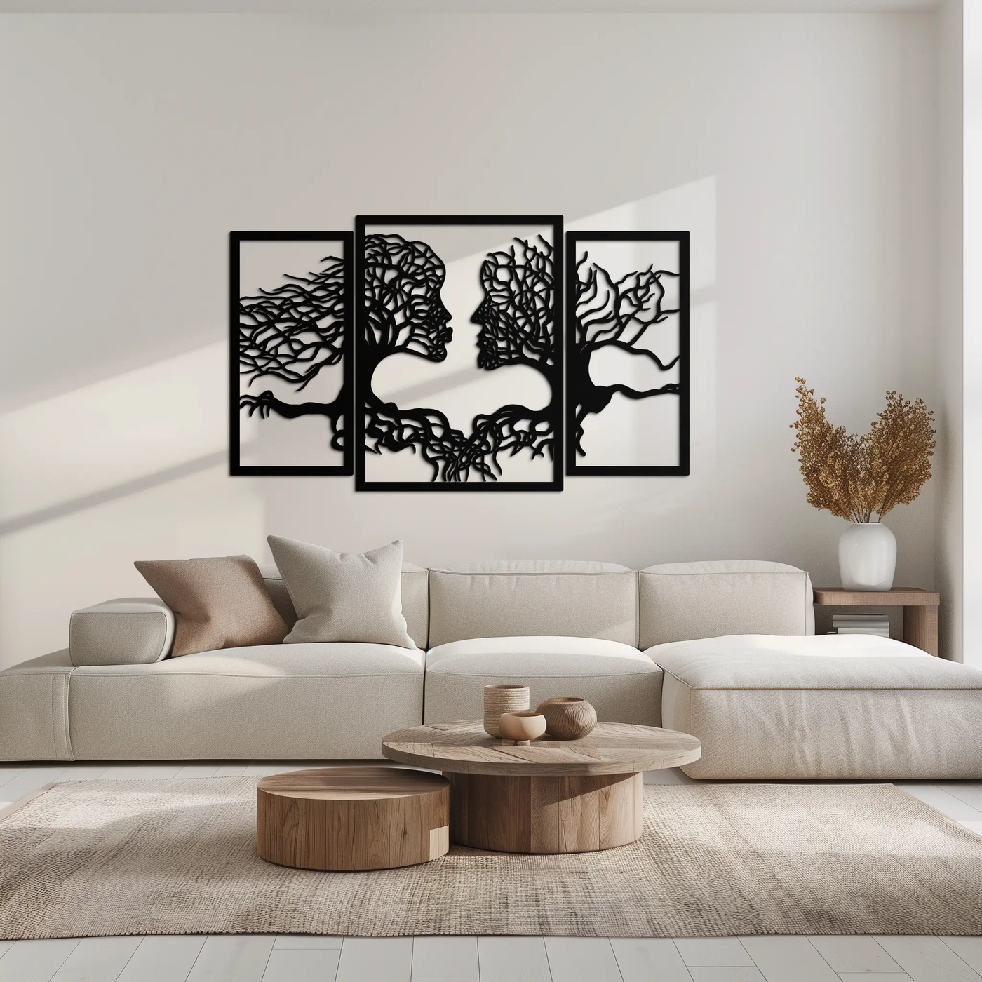 Tree of Life Lovers Metal Wall Art - 3-Piece Modern Steel Wall Decor - KAF129 by Enova Art