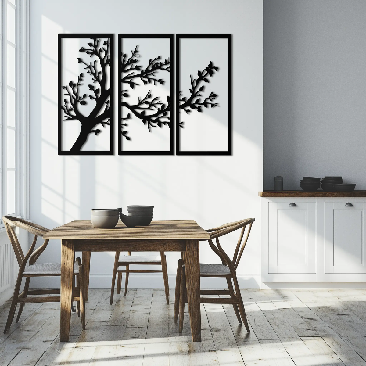 Branch Trio Metal Wall Art - 3-Piece Modern Steel Wall Decor - KAF132 by Enova Art