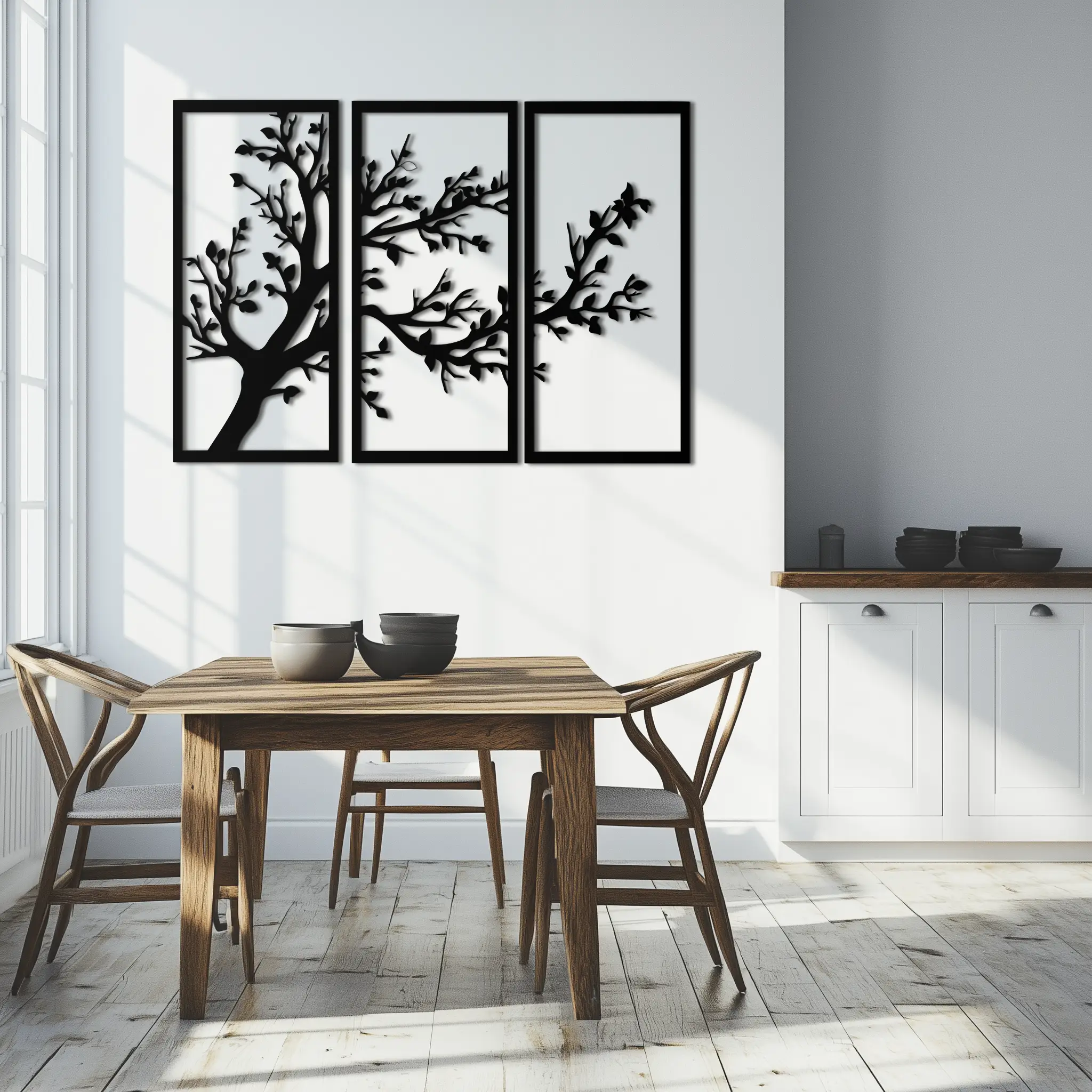 Branch Trio Metal Wall Art - 3-Piece Modern Steel Wall Decor - KAF132 by Enova Art