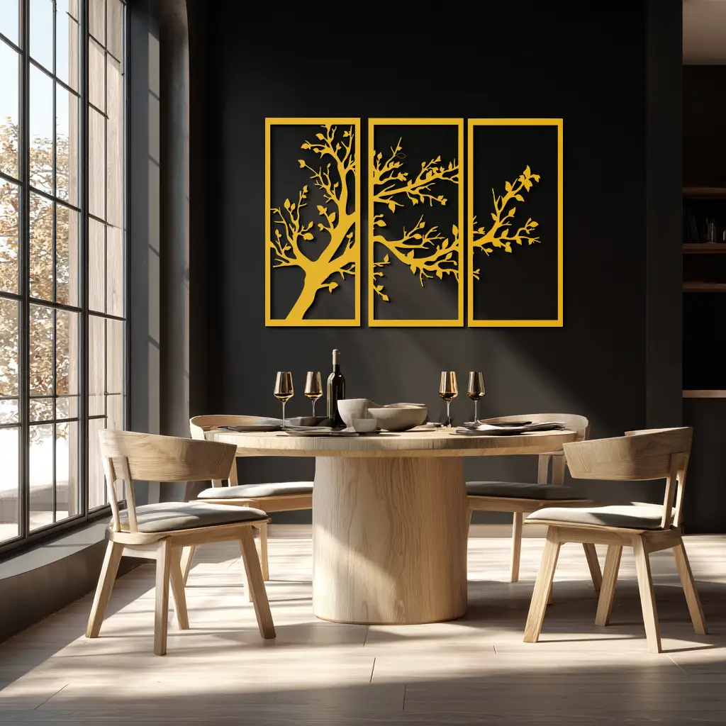 Branch Trio Metal Wall Art - 3-Piece Modern Steel Wall Decor - KAF132 by Enova Art