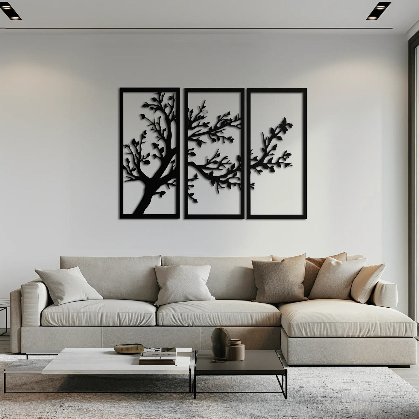 Branch Trio Metal Wall Art - 3-Piece Modern Steel Wall Decor - KAF132 by Enova Art