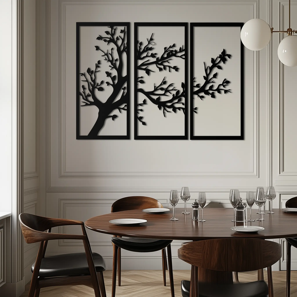 Branch Trio Metal Wall Art - 3-Piece Modern Steel Wall Decor - KAF132 by Enova Art