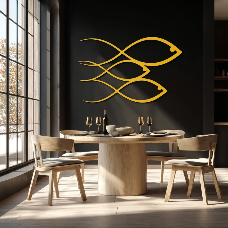 Minimalist Fish Metal Wall Art – Modern Coastal Decor - KAF139 by Enova Art