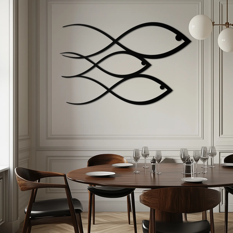 Minimalist Fish Metal Wall Art – Modern Coastal Decor - KAF139 by Enova Art