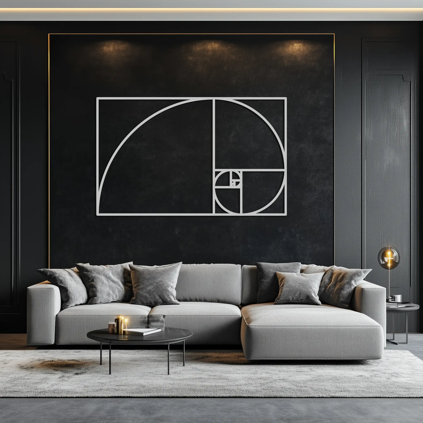 Golden Ratio Spiral Metal Wall Art - Elegant Geometric Design - KAF141 by Enova Art