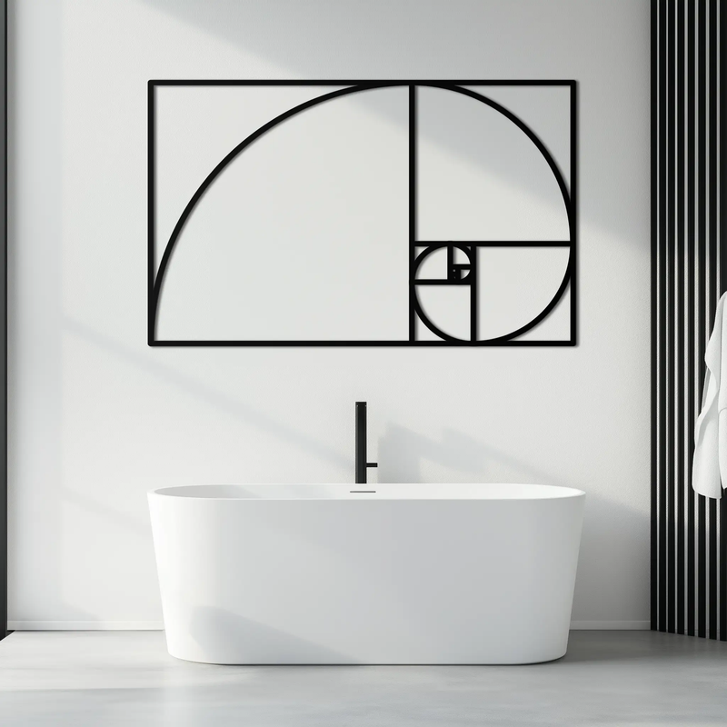 Golden Ratio Spiral Metal Wall Art - Elegant Geometric Design - KAF141 by Enova Art