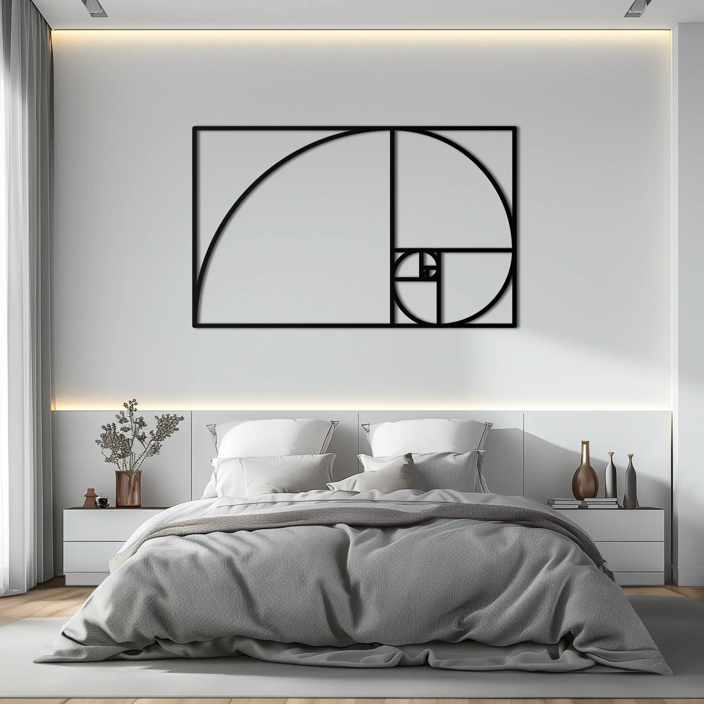 Golden Ratio Spiral Metal Wall Art - Elegant Geometric Design - KAF141 by Enova Art
