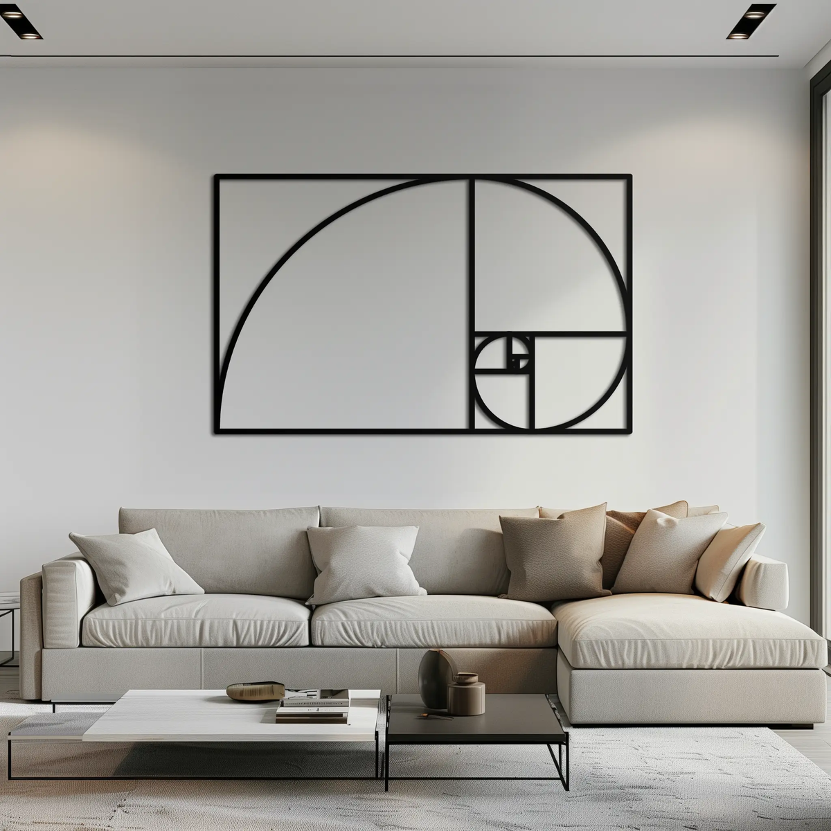 Golden Ratio Spiral Metal Wall Art - Elegant Geometric Design - KAF141 by Enova Art