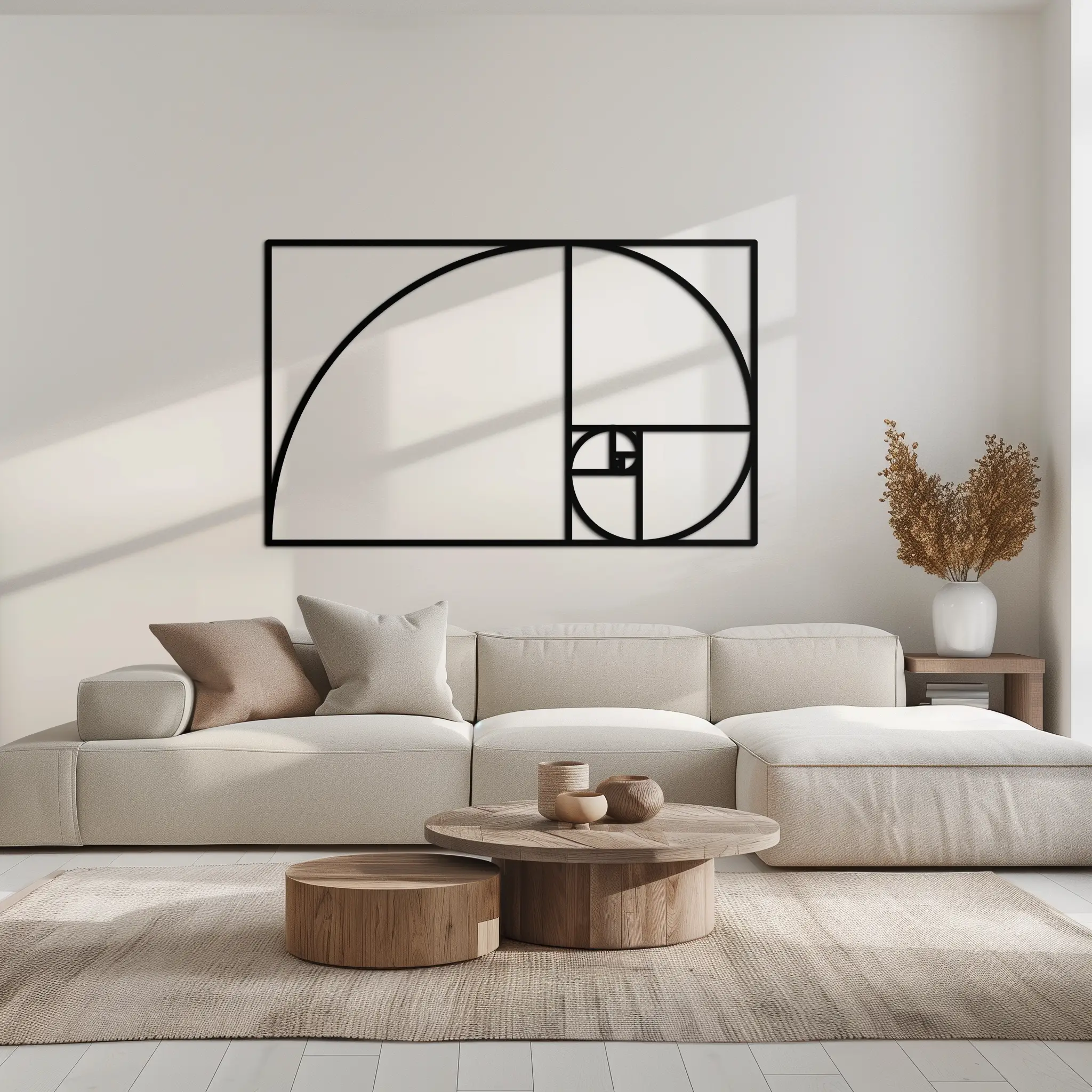 Golden Ratio Spiral Metal Wall Art - Elegant Geometric Design - KAF141 by Enova Art