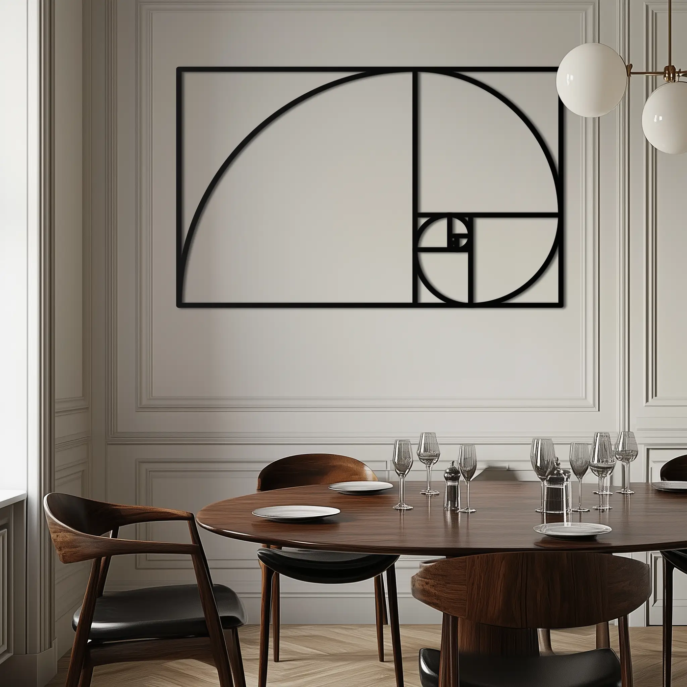 Golden Ratio Spiral Metal Wall Art - Elegant Geometric Design - KAF141 by Enova Art