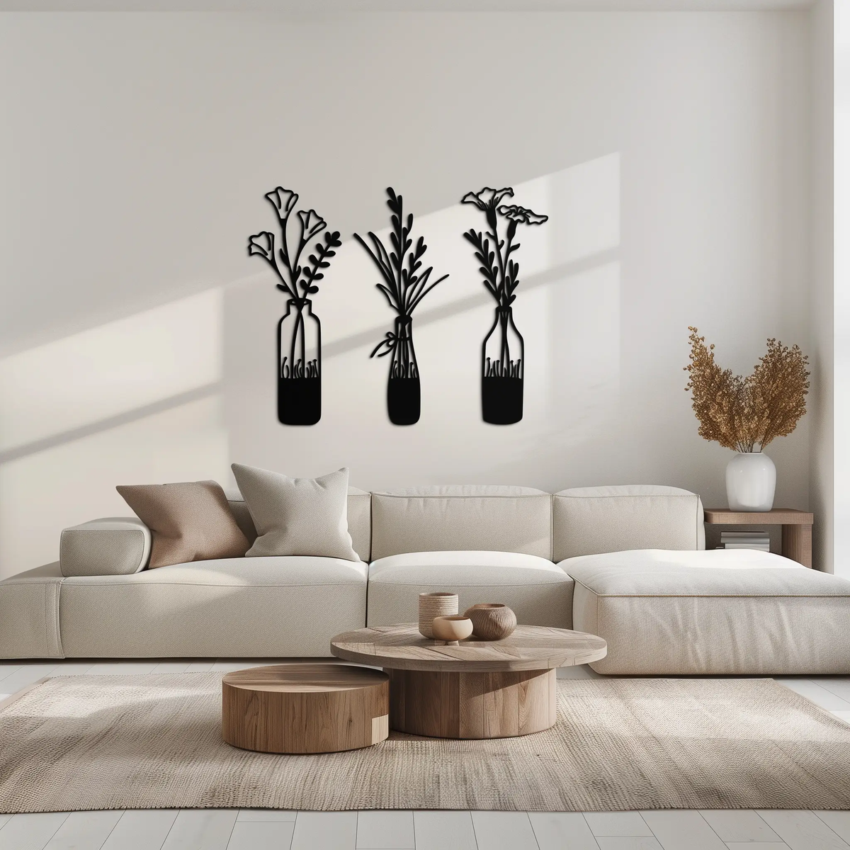 Rustic Floral Bottle Metal Wall Art - Elegant Vase & Flower Steel Decor - KAF142 by Enova Art