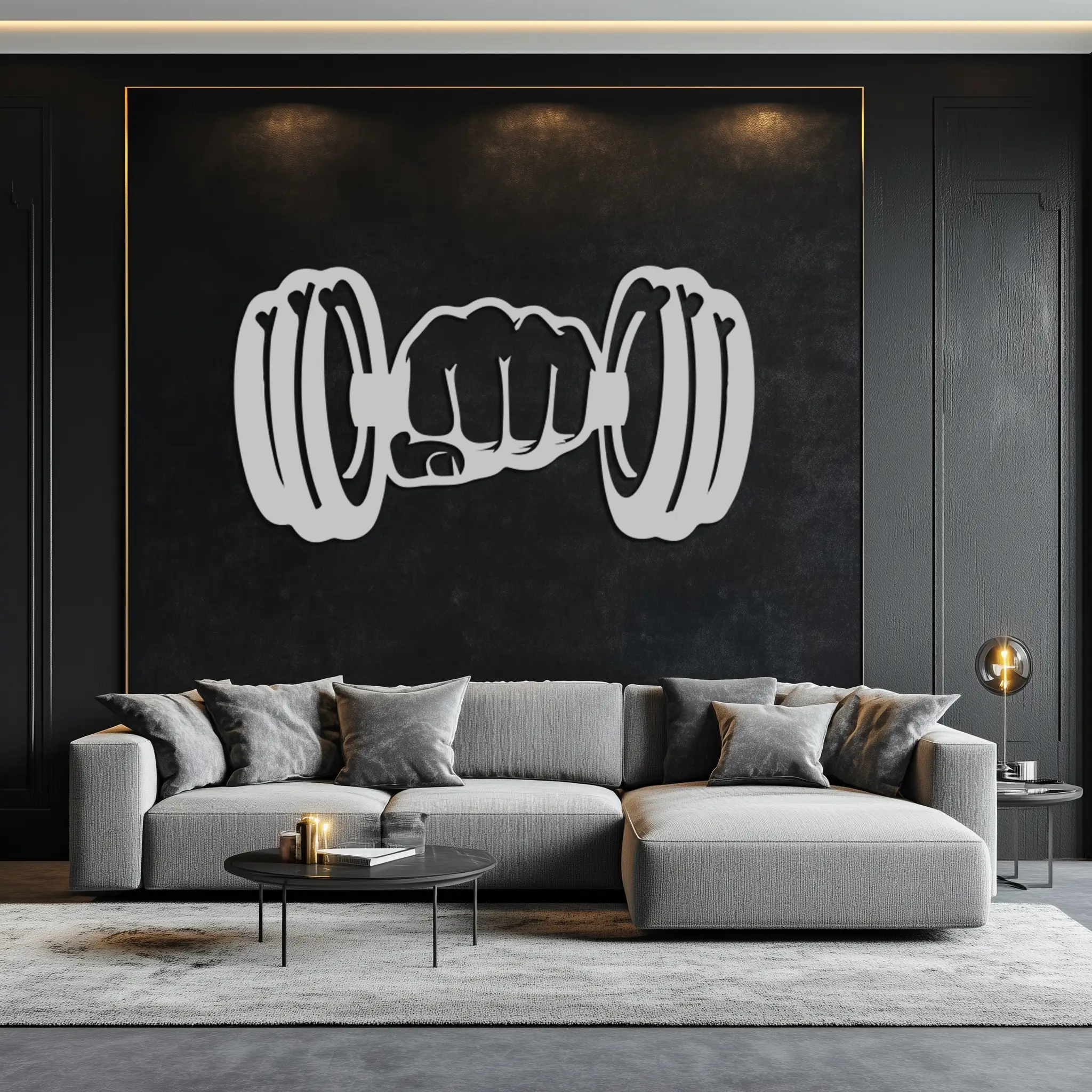 Gym Dumbbell Power Metal Wall Art - Bold and Motivational Gym Decor - KAF143 by Enova Art