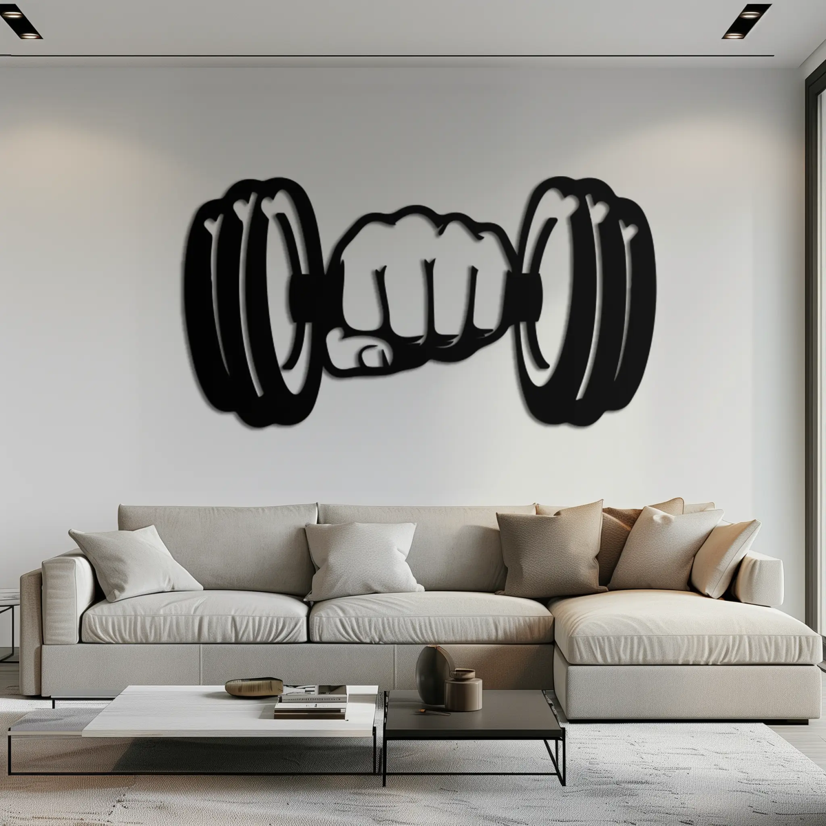 Gym Dumbbell Power Metal Wall Art - Bold and Motivational Gym Decor - KAF143 by Enova Art