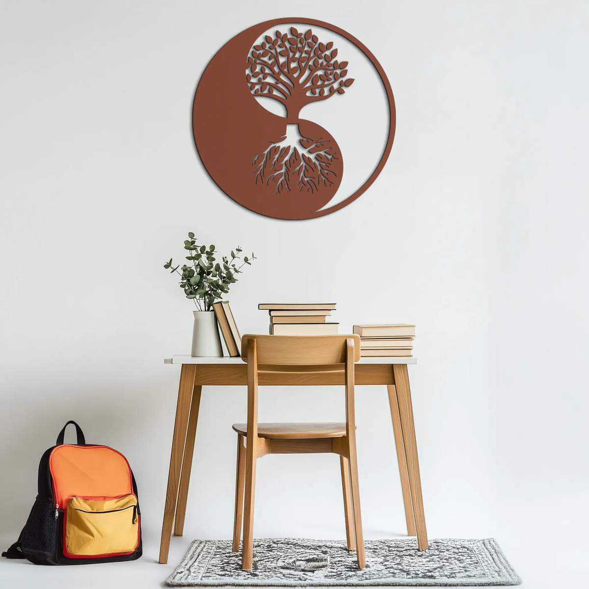 Yin-Yang Tree of Life Metal Wall Art - Harmonious Nature-Inspired Decor - KAF147 by Enova Art