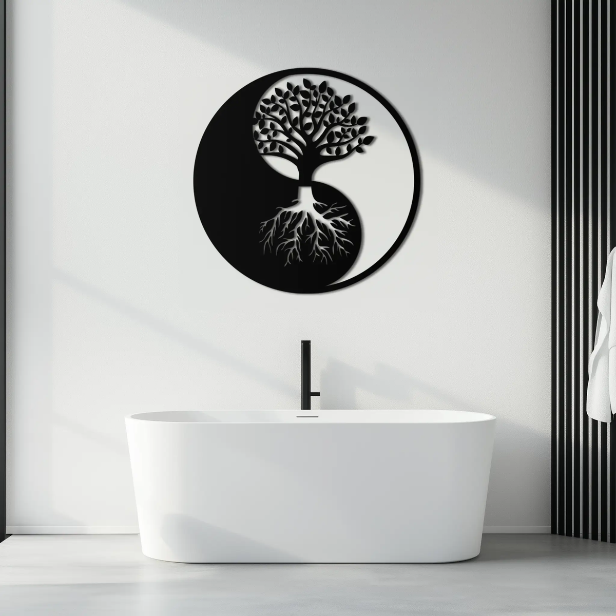 Yin-Yang Tree of Life Metal Wall Art - Harmonious Nature-Inspired Decor - KAF147 by Enova Art