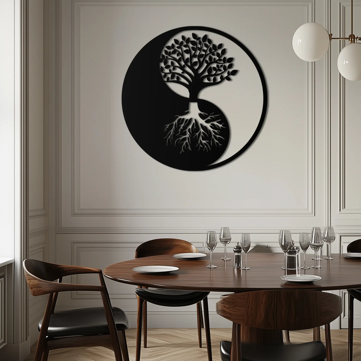 Yin-Yang Tree of Life Metal Wall Art - Harmonious Nature-Inspired Decor - KAF147 by Enova Art