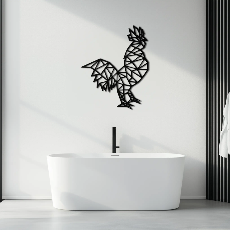 Geometric Rooster Metal Wall Art - Modern Farmhouse Decor - KAF149 by Enova Art