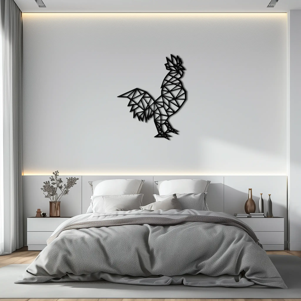 Geometric Rooster Metal Wall Art - Modern Farmhouse Decor - KAF149 by Enova Art