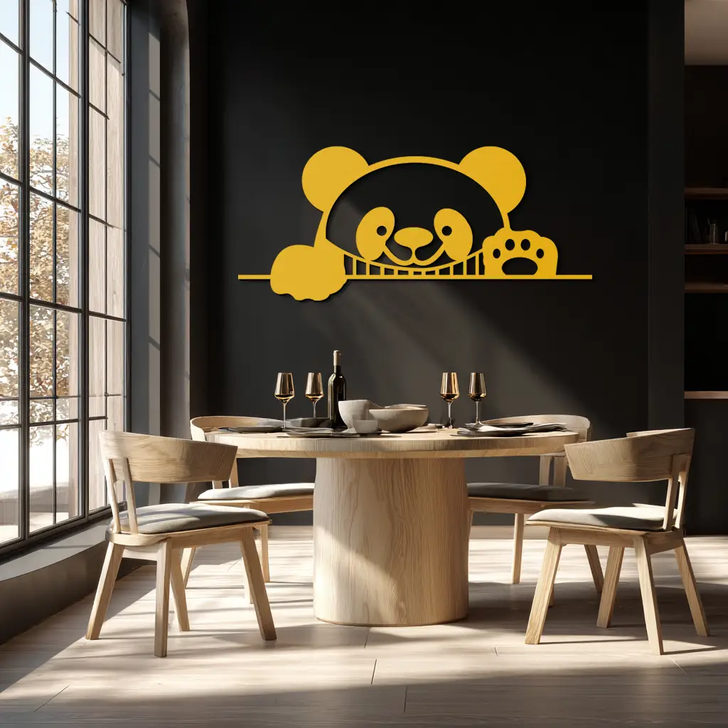 Geometric Panda Metal Wall Art - Playful Minimalist Steel Decor - KAF150 by Enova Art