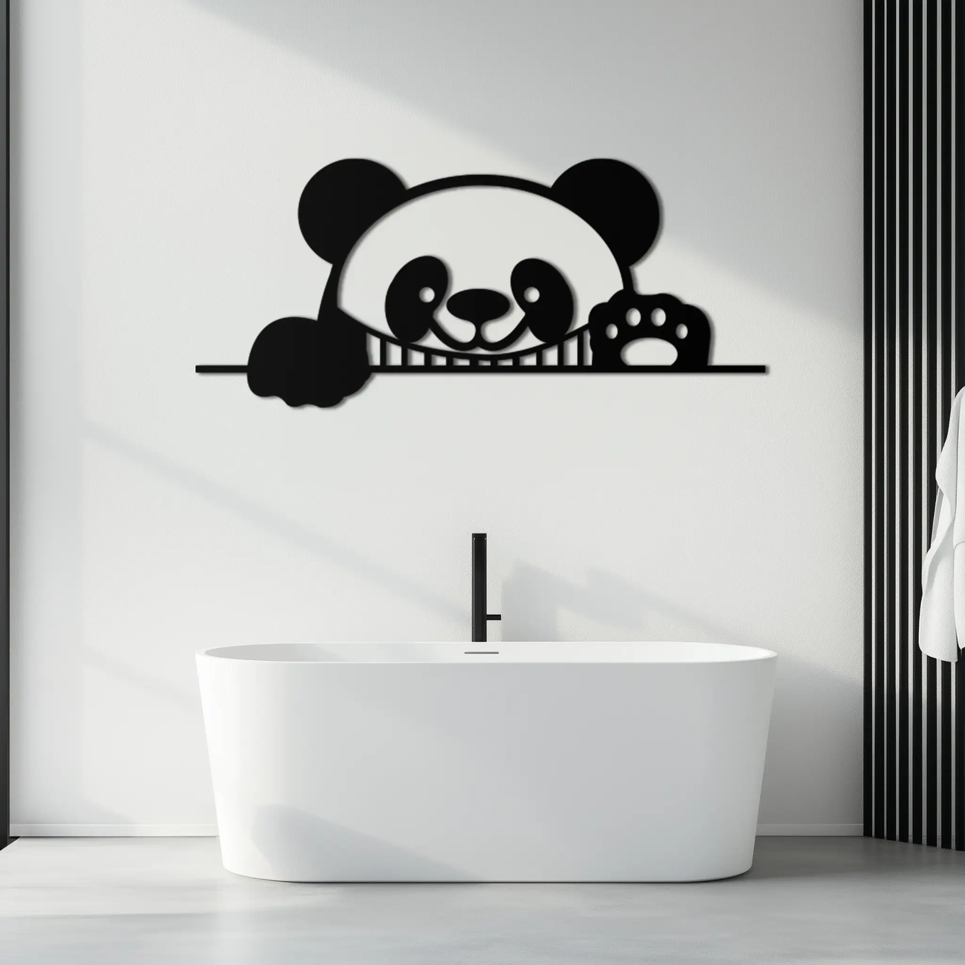 Geometric Panda Metal Wall Art - Playful Minimalist Steel Decor - KAF150 by Enova Art