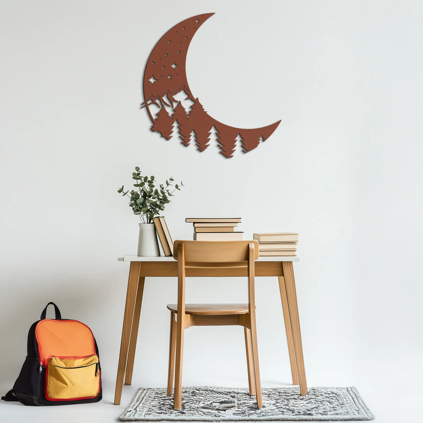 Enchanted Night Moon & Forest Metal Wall Art – Celestial Nature-Inspired Steel Decor - KAF151 by Enova Art