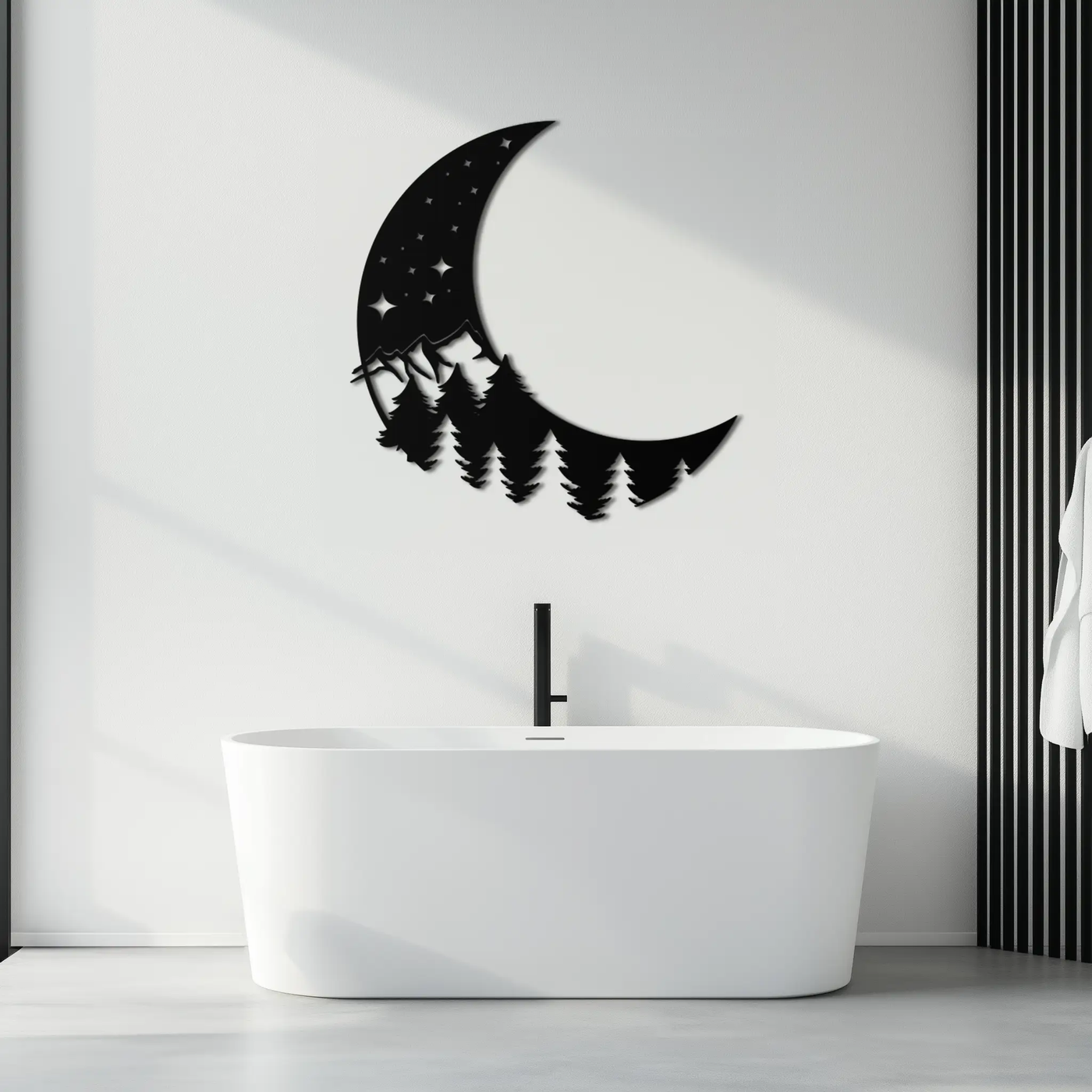 Enchanted Night Moon & Forest Metal Wall Art – Celestial Nature-Inspired Steel Decor - KAF151 by Enova Art