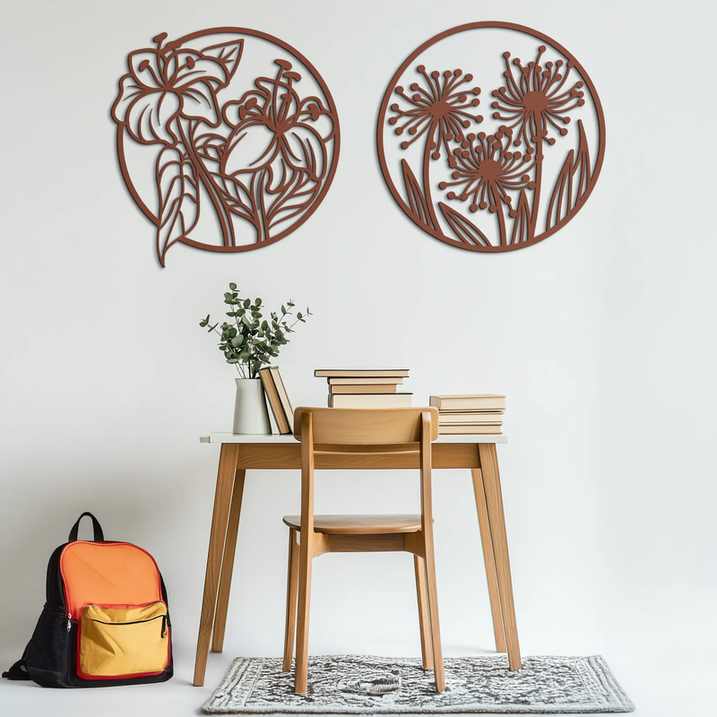 Floral Harmony Metal Wall Art – Elegant Botanical Steel Decor - KAF152 by Enova Art
