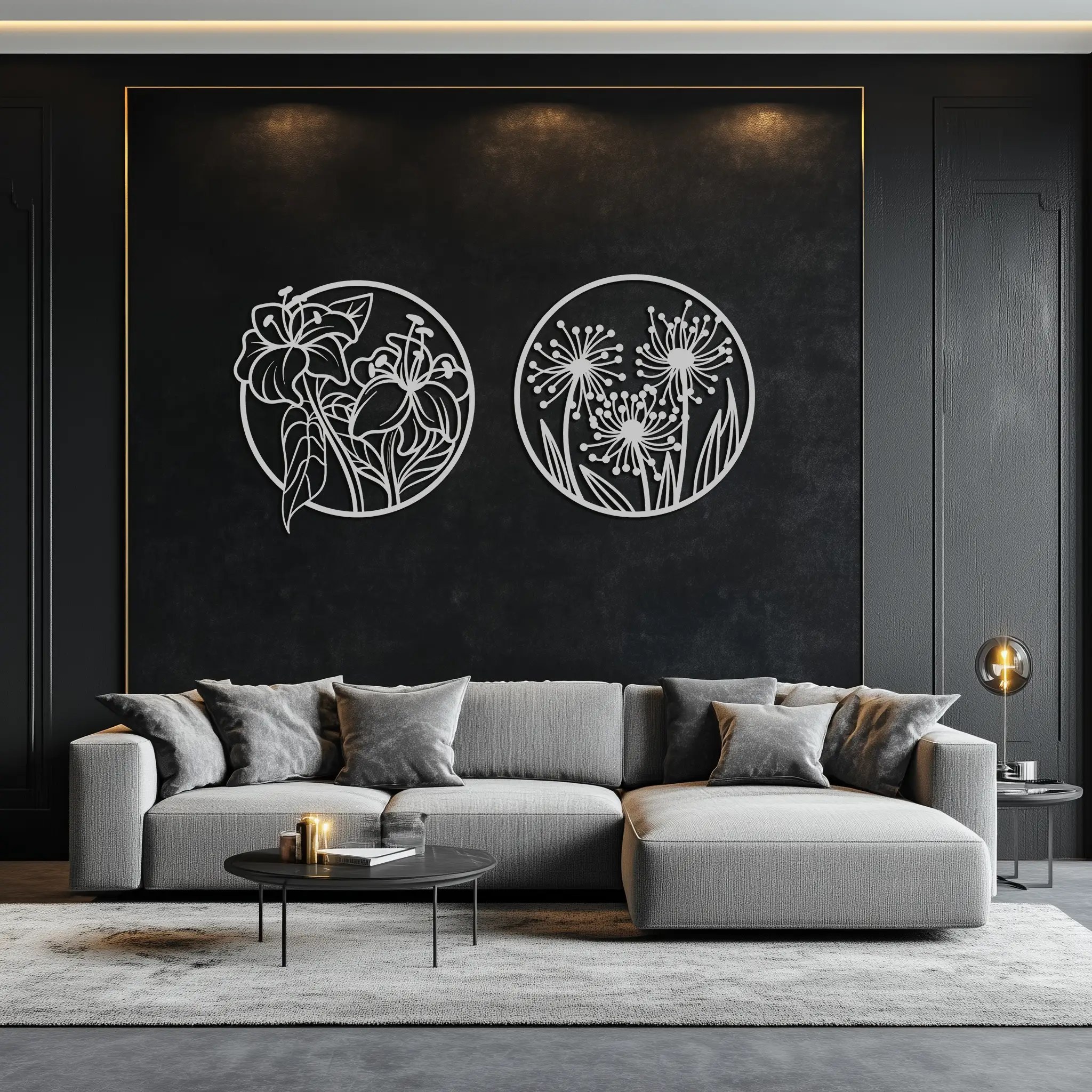 Floral Harmony Metal Wall Art – Elegant Botanical Steel Decor - KAF152 by Enova Art