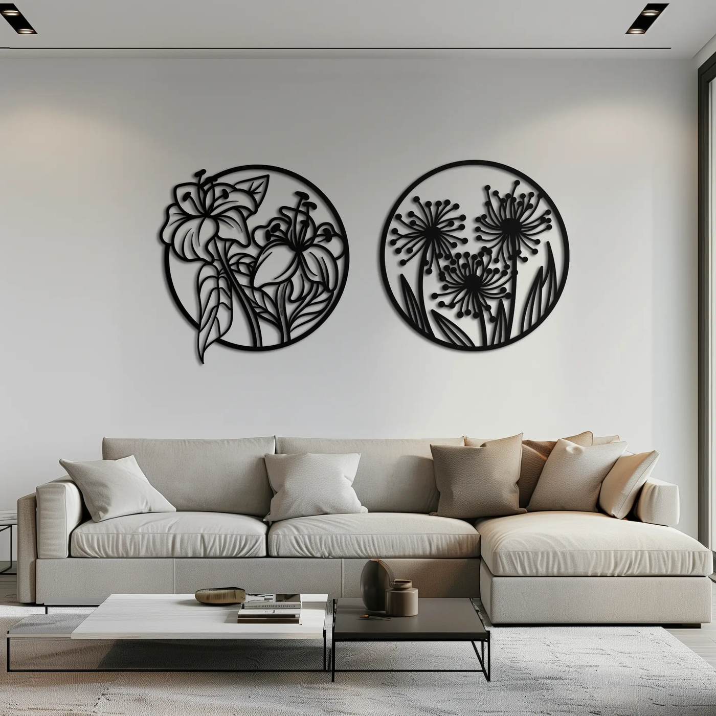 Floral Harmony Metal Wall Art – Elegant Botanical Steel Decor - KAF152 by Enova Art