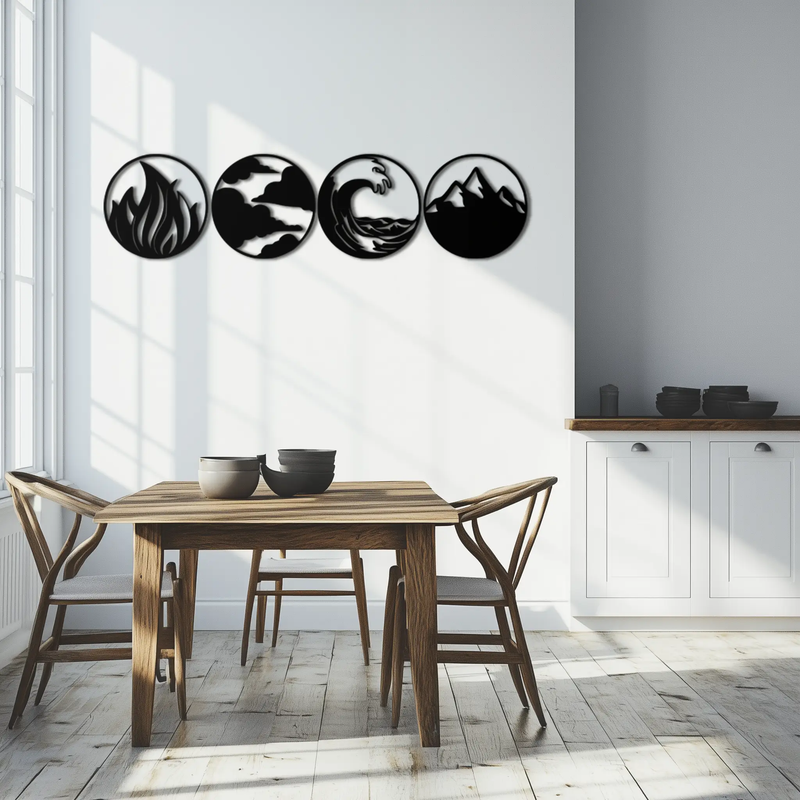 Four Elements Metal Wall Art - Fire, Air, Water, Earth Symbol Set - KAF156 by Enova Art