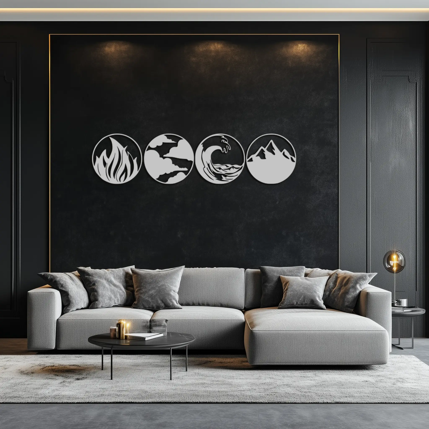 Four Elements Metal Wall Art - Fire, Air, Water, Earth Symbol Set - KAF156 by Enova Art