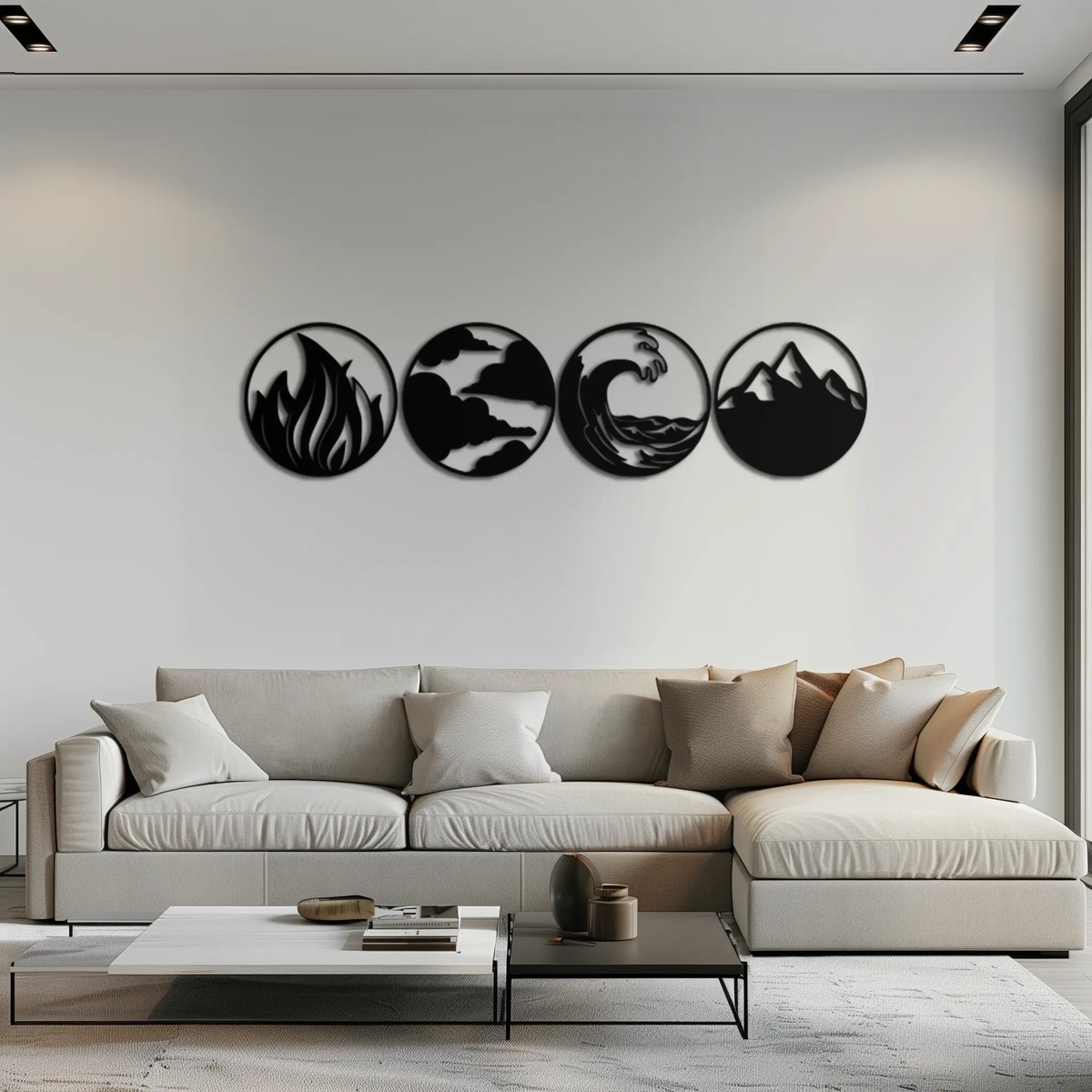Four Elements Metal Wall Art - Fire, Air, Water, Earth Symbol Set - KAF156 by Enova Art