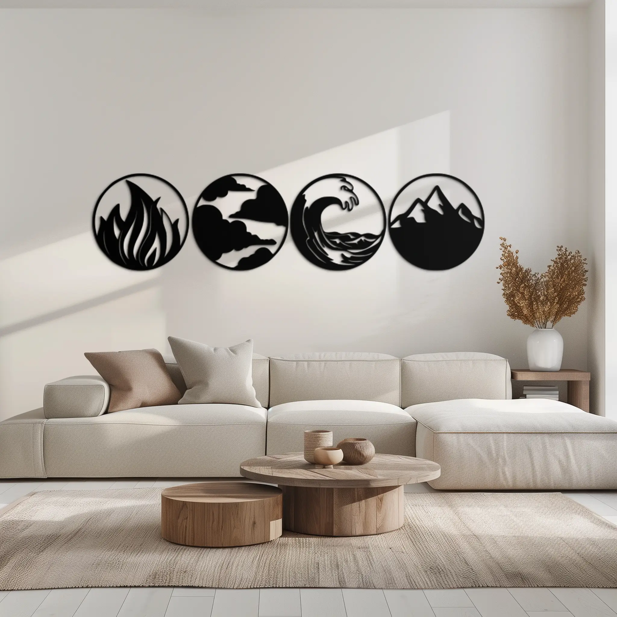 Four Elements Metal Wall Art - Fire, Air, Water, Earth Symbol Set - KAF156 by Enova Art