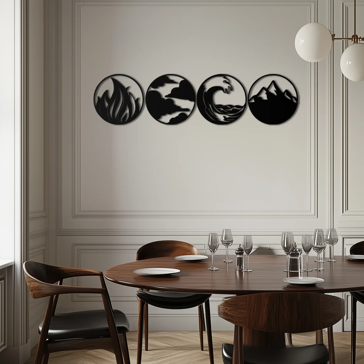 Four Elements Metal Wall Art - Fire, Air, Water, Earth Symbol Set - KAF156 by Enova Art