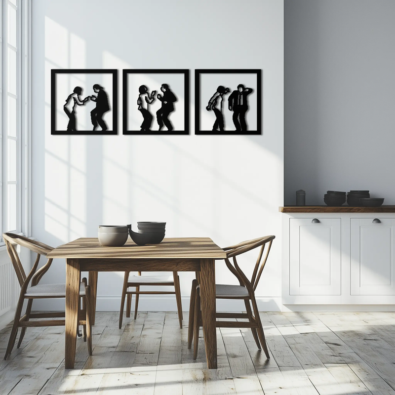 Dancing Silhouettes Metal Wall Art - Modern Minimalist Couple Wall Decor - KAF157 by Enova Art