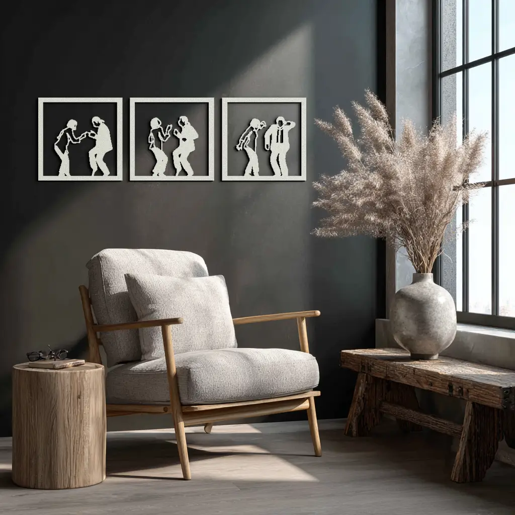 Dancing Silhouettes Metal Wall Art - Modern Minimalist Couple Wall Decor - KAF157 by Enova Art