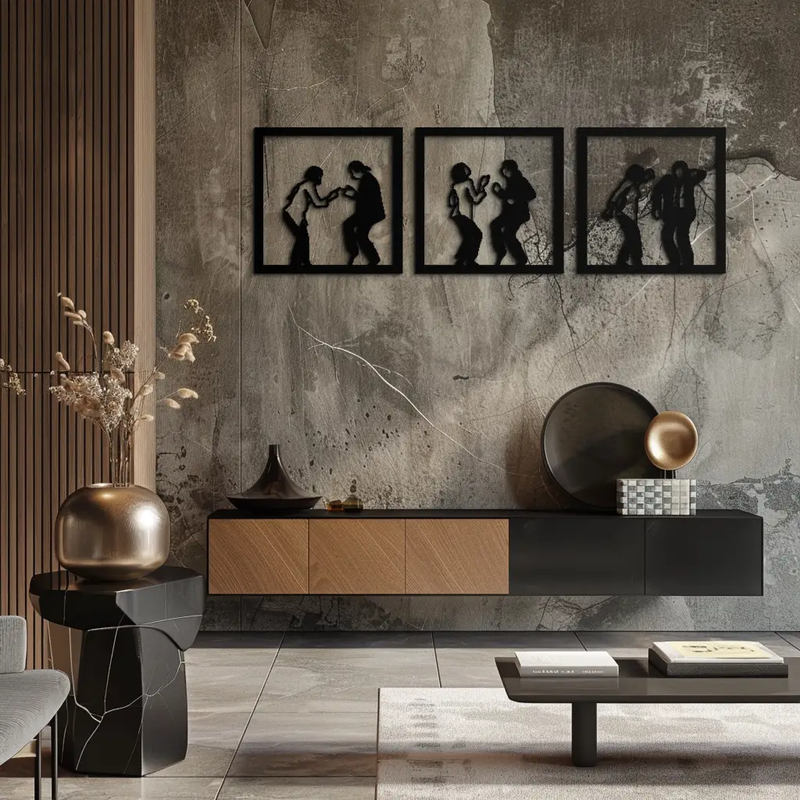 Dancing Silhouettes Metal Wall Art - Modern Minimalist Couple Wall Decor - KAF157 by Enova Art