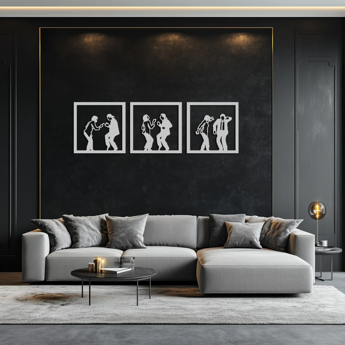 Dancing Silhouettes Metal Wall Art - Modern Minimalist Couple Wall Decor - KAF157 by Enova Art